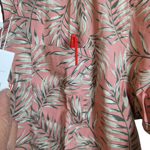 🔴 Jachs NY Shirt Mens Large Palm Print Short Sleeve Button Up Pink Gray - Picture 7 of 14